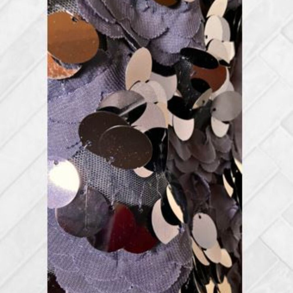 Sexy Sequin Slip Dress in Navy with Scallop Motif  EUC  Size Large - Picture 5 of 13